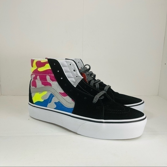 Vans Sk8-Hi Platform 2 After Dark Camo/True White Sneaker Size 7.5 Women